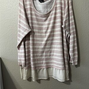 Torrid Pink and White Striped Long Sleeve Top